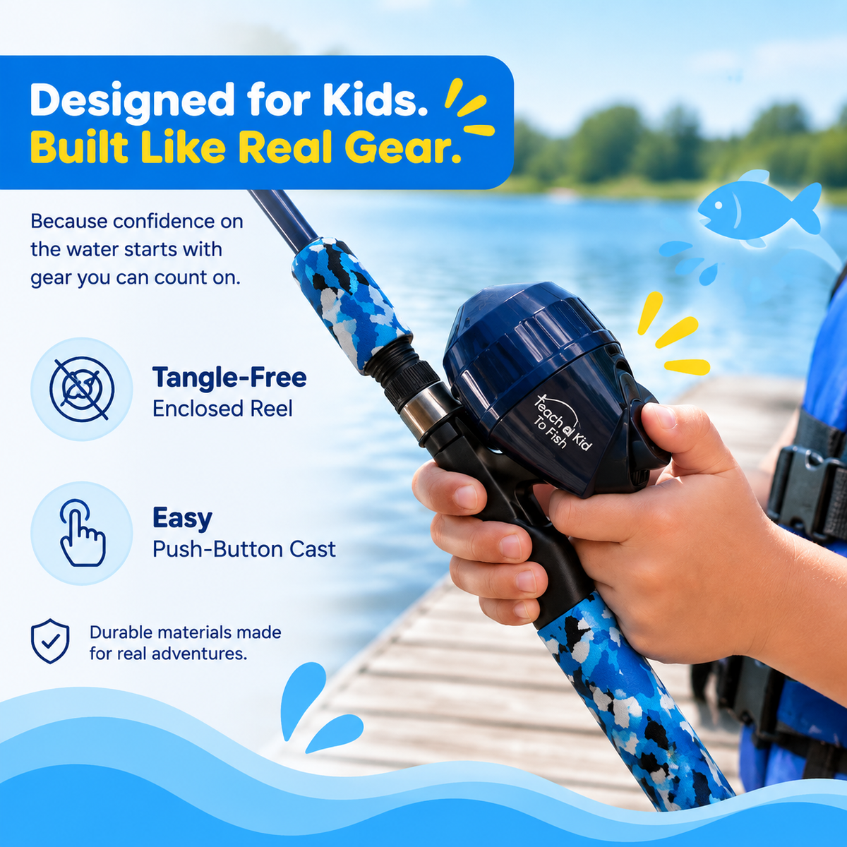 Built like real fishing gear, sized for small hands