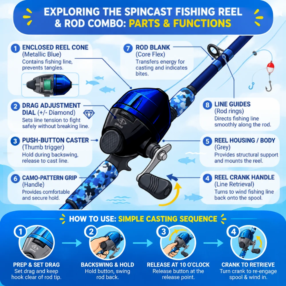Teach a Kid to Fish – Kids Fishing Rod & Reel Combo with Tackle Kit